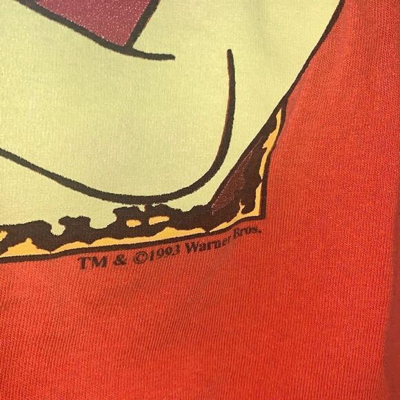 Vintage 90’s Orange Six Flags Theme Parks Graphic Tasmanian Devil T-Shirt Small - Picture 3 of 12